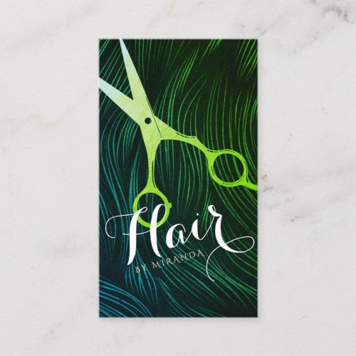 Hairstylist Hairdresser Beauty Green Gold Scissors Appointment Card