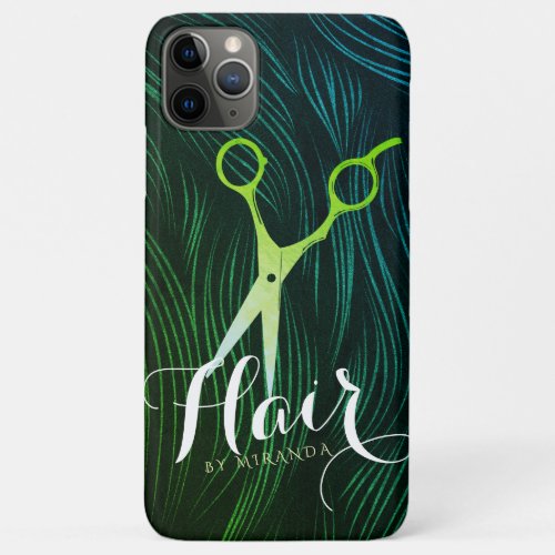 Hairstylist Hairdresser Beauty Green Gold Scissors iPhone 11 Pro Max Case