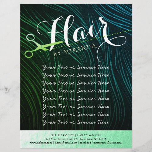 Hairstylist Hairdresser Beauty Green Gold Scissors Flyer