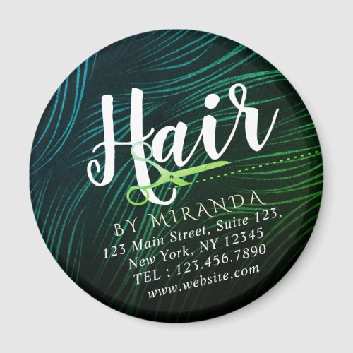 Hairstylist Hairdresser Beauty Green Gold Scissors Magnet