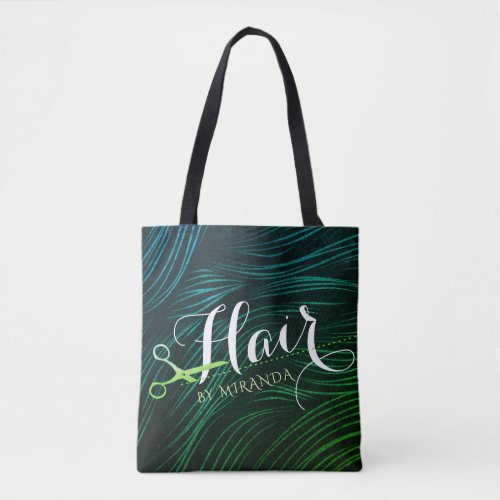 Hairstylist Hairdresser Beauty Green Gold Scissors Tote Bag