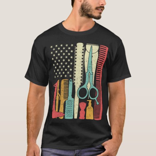 Hairstylist Hairdresser Tool America Flag Funny G T_Shirt