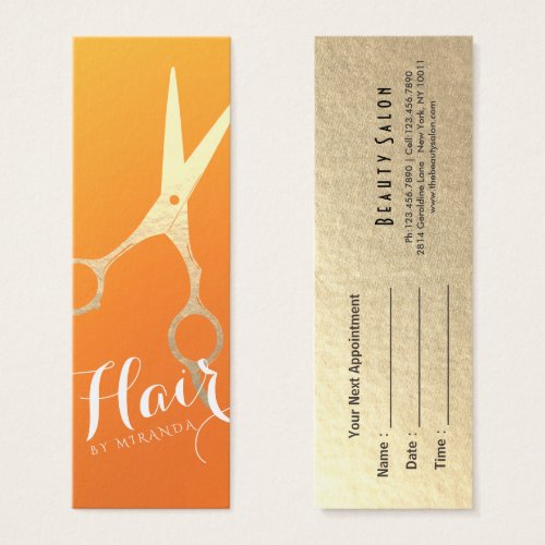 Hairstylist Makeup Salon Chic Orange Gold Scissors