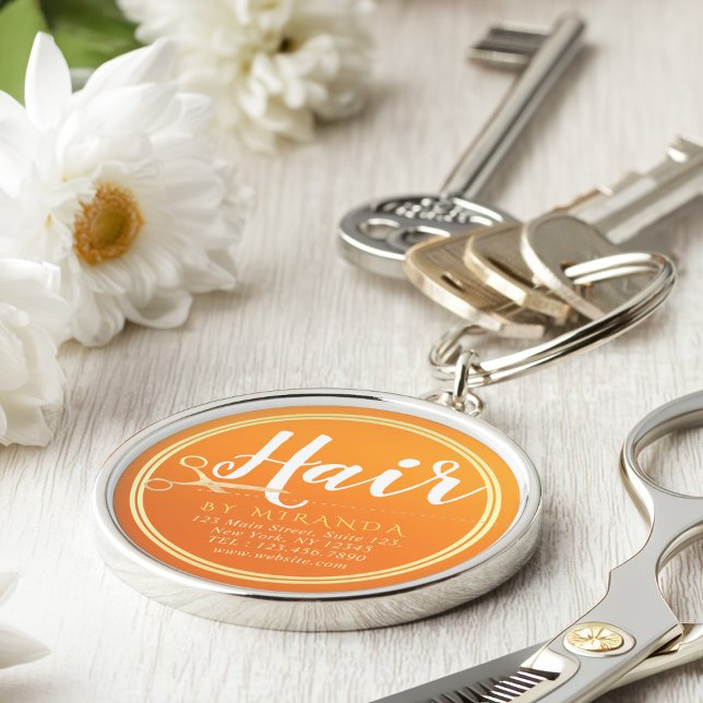 Hairstylist Makeup Salon Chic Orange Gold Scissors Keychain (Creator Uploaded)