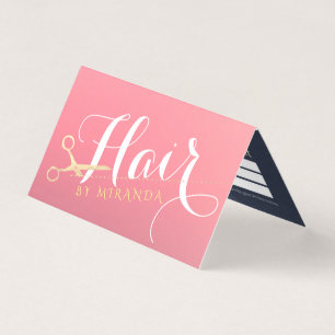 Hairstylist Makeup Salon Gold Scissors Price List Business Card