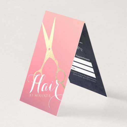 Hairstylist Makeup Salon Gold Scissors Price List Business Card