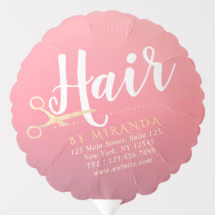 Hairstylist Makeup Salon Modern Pink Gold Scissors Balloon
