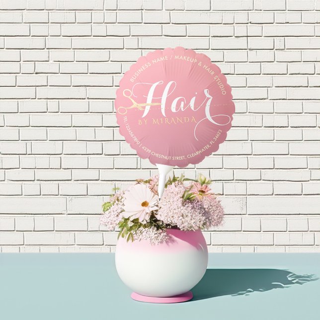 Hairstylist Makeup Salon Modern Pink Gold Scissors Balloon (Creator Uploaded)