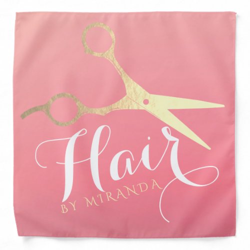 Hairstylist Makeup Salon Modern Pink Gold Scissors Bandana