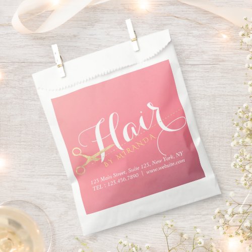 Hairstylist Makeup Salon Modern Pink Gold Scissors Favor Bag