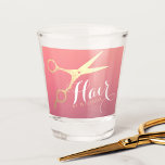 Hairstylist Makeup Salon Modern Pink Gold Scissors Shot Glass at Zazzle