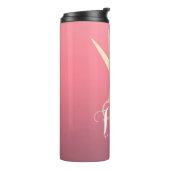 Hairstylist Makeup Salon Modern Pink Gold Scissors Thermal Tumbler (Rotated Left)