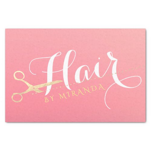 Hairstylist Makeup Salon Modern Pink Gold Scissors Tissue Paper