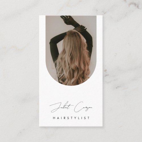 Hairstylist Minimalist Arch Photo Hair Salon Business Card