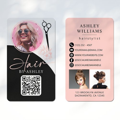 Hairstylist Modern QR Code Photo Business Card