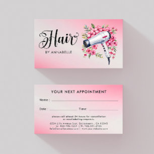 Hairstylist Modern Watercolor Floral Hairdryer Appointment Card