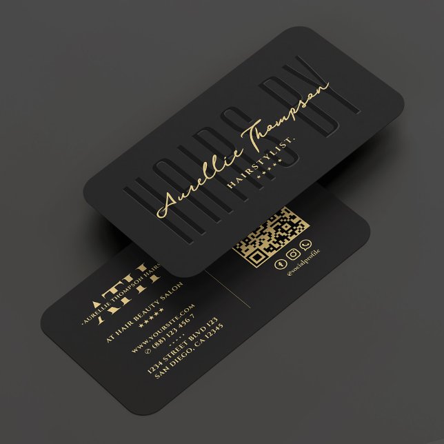Hairstylist Monogram Elegant Black Modern Business Card (Hairstylist Monogram Elegant Black Modern Business Card
)