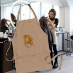 Hairstylist name hair salon logo elegant luxury adult apron<br><div class="desc">Personalized elegant hairstyling salon apron with faux gold woman hairstyle logo (you can replace it with your own!) and with the stylist and salon custom name.</div>