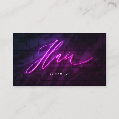 Hairstylist Neon Purple Handwritten Script Business Card