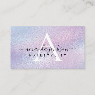 Hairstylist Purple Holographic Foil Hairdresser Business Card