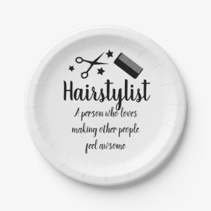 Hairstylist Quote Funny Hairdresser Stars Party Paper Plates