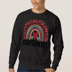 Hairstylist Rainbow Women Leopard Rainbow Love Sweatshirt
