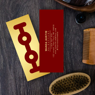  Hairstylist Razor Blade Faux Gold And Burgundy Mini Business Card