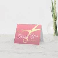 Hairstylist Salon Pink Gold Scissors Thank You