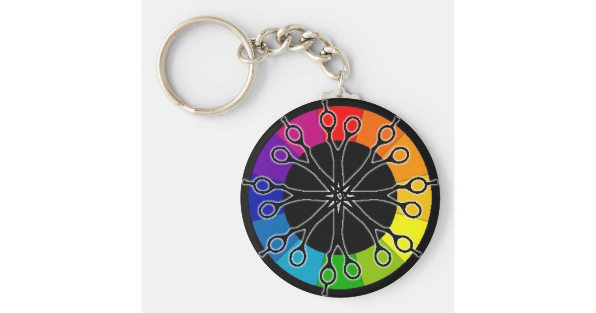 Hairstylist Scissors And Color Wheel Keychain Zazzle Com
