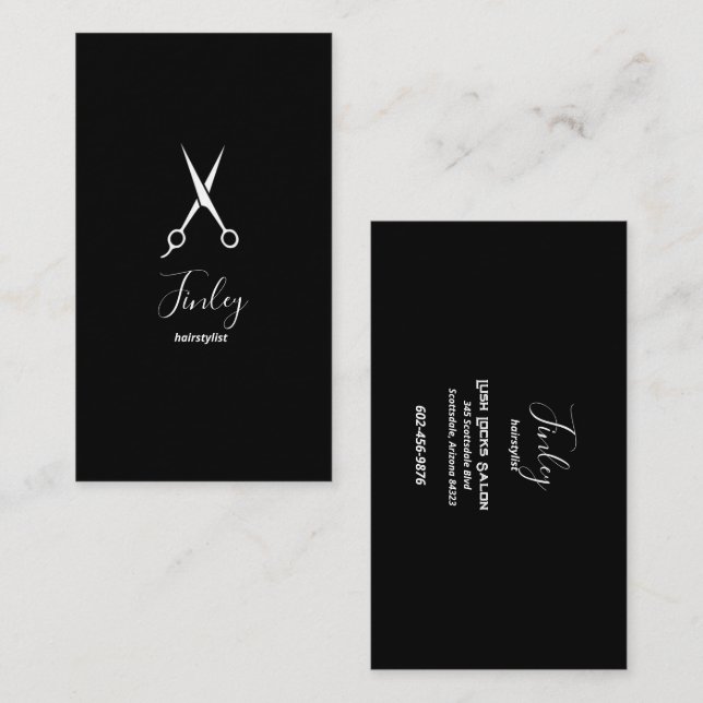 Hairstylist Scissors Black Background  Business Card (Front/Back)