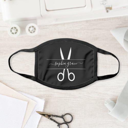 Hairstylist Scissors Hair Salon or Employee Name Face Mask