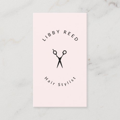 Hairstylist Scissors Salon Simple Light Pink Business Card