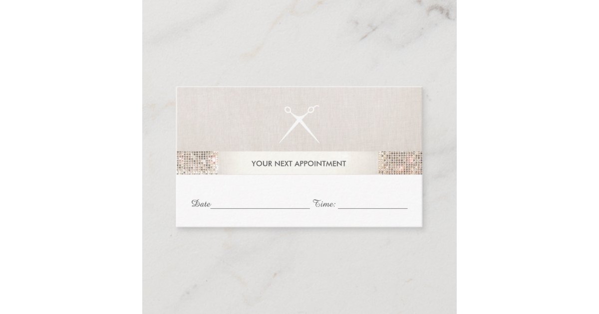 Hairstylist Scissors Sequin Salon Appointment Card Zazzlecom