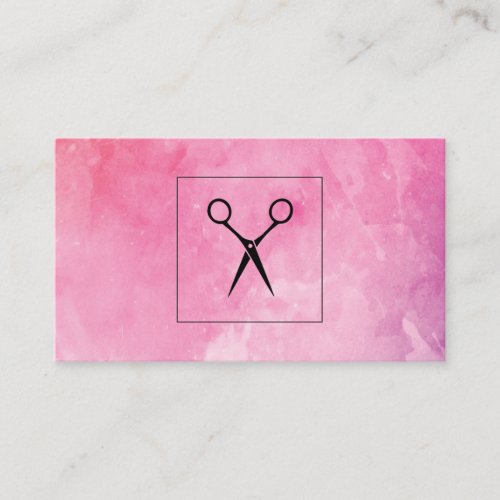 Hairstylist Shears Pink Watercolor Business Card