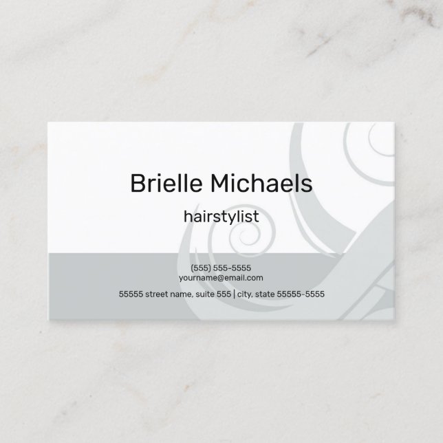 Hairstylist Simple Gray Hair Curl Hair Salon Business Card (Front)