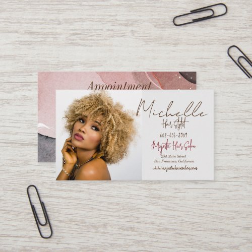 Hairstylist Soft Pink  Grey Design Business Card