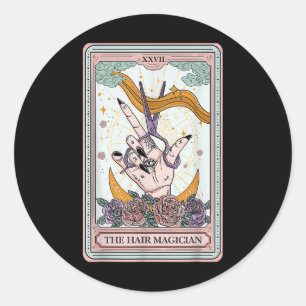 Hairstylist Tarot Card Gothic Hairdresser Salon Ha Classic Round Sticker