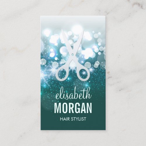 HairStylist Teal Turquoise Glamour Glitter Sparkle Pack Of Standard Business Cards