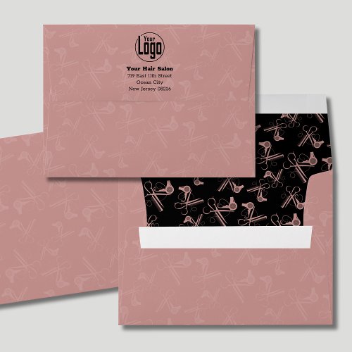 Hairstylist Tools Pink Black Hair Salon Branding Envelope