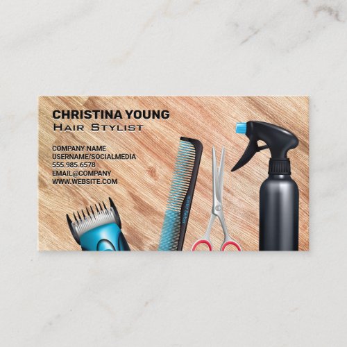 Hairstylist Tools  Wood Grain Appt Appointment Card