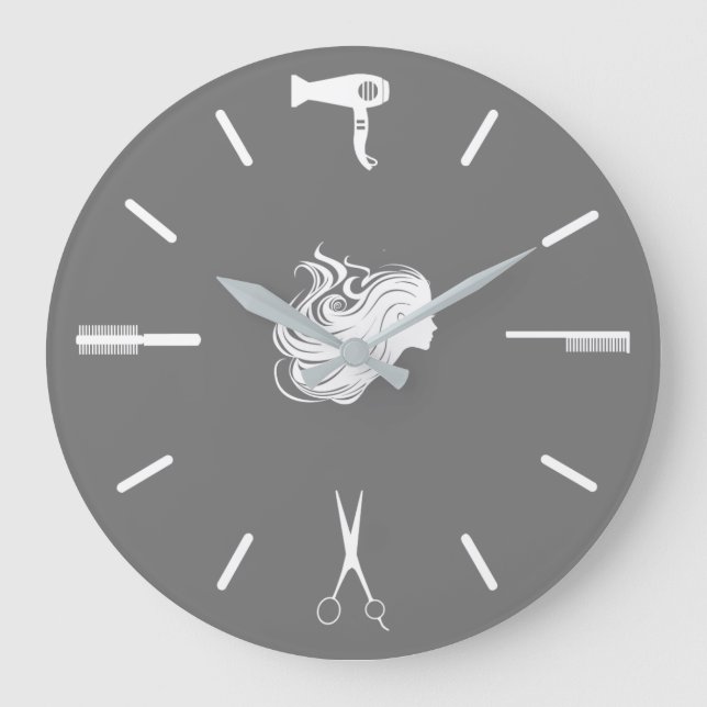 Hairstylist Wall Decor Large Clock (Front)