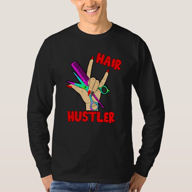 Hairstylist woman hairdresser womens rock hand she T-Shirt (Front)