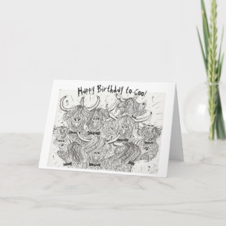 Hairy Highland Coos Birthday Card