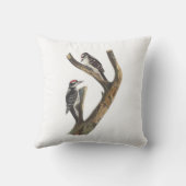Hairy Woodpecker by Audubon Throw Pillow (Back)