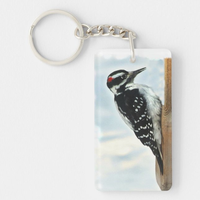 Hairy Woodpecker Keychain (Front)