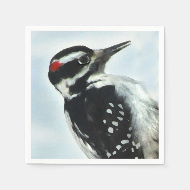Hairy Woodpecker Standard Cocktail Napkin (Front)