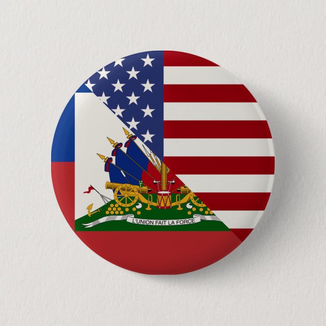 Haiti America Flag | Half Haitian American Flag Ay Button (Front)