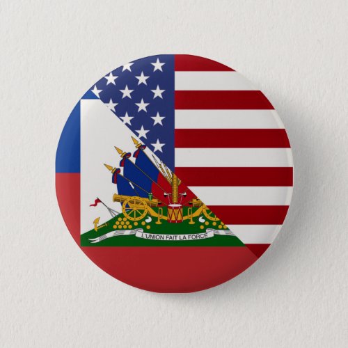 Haiti America Flag  Half Haitian American Flag Ay Button