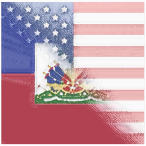 Haiti America Flag Painted  Half Haitian American Sticker