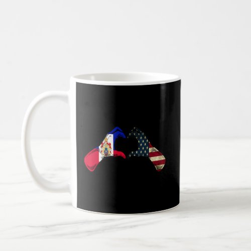 Haiti American USA Flag _ USA Haitian Heart Premiu Coffee Mug